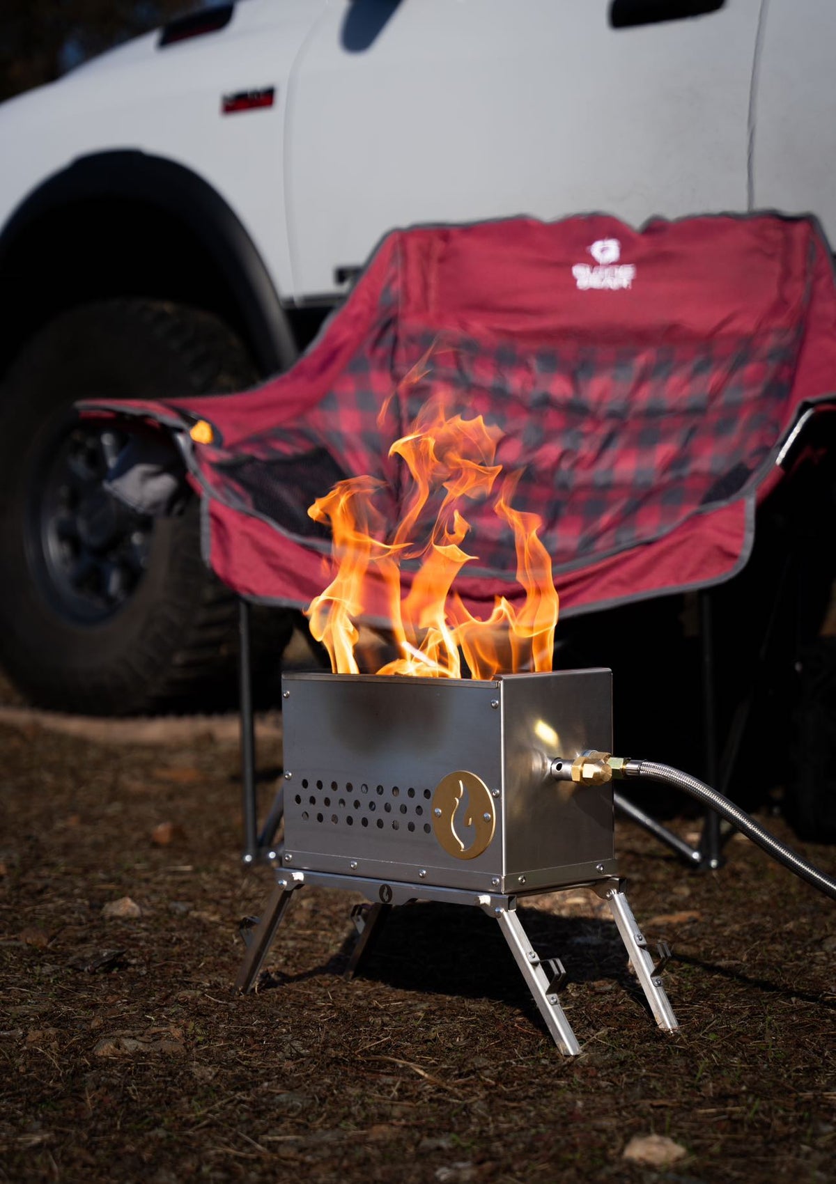 Hekla Combo: 304 Stainless Steel LavaBox, Stand/Grill, and Carry Bag