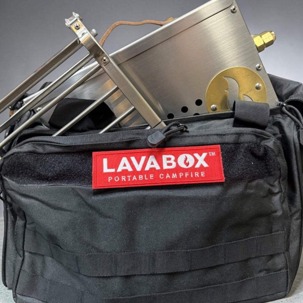 Hekla Combo: 304 Stainless Steel LavaBox, Stand/Grill, and Carry Bag